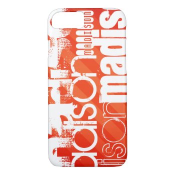 Custom Name Pattern On Neon Orange Stripes Iphone 8/7 Case by ColorStock at Zazzle