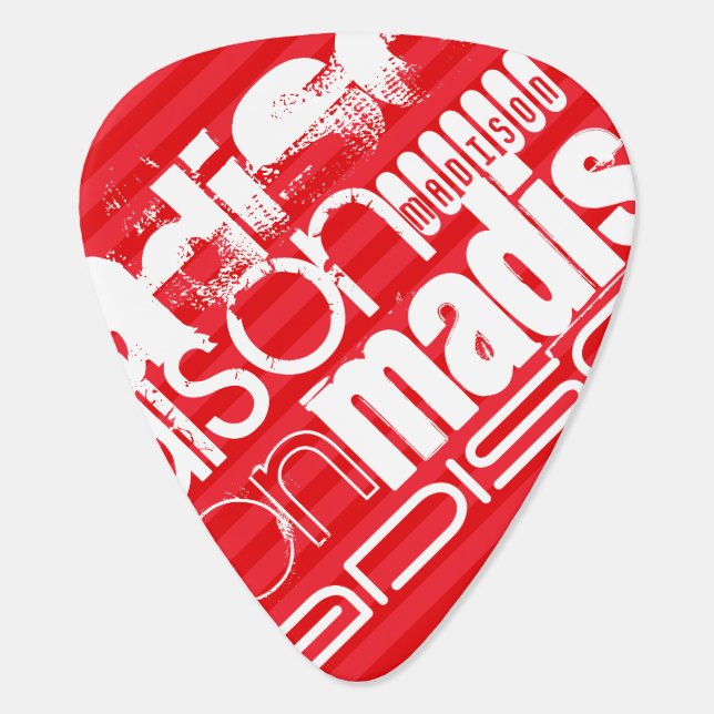 Custom Name Pattern on Red Diagonal Stripes Guitar Pick (Back)