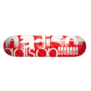 Custom Name Pattern on Red Diagonal Stripes Skateboard Deck