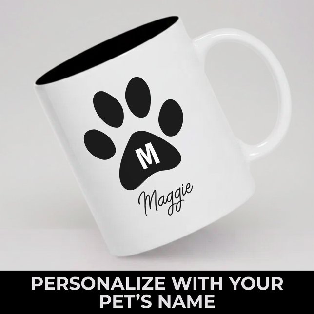 Custom Name Paw Monogram Mug Gift for Dog Mom Dad (Personalized Paw Monogram Mug Gift for Dog Mom Dad, Custom Dog Name Mug Paw Gift Dog Parents)