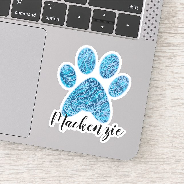Custom Name Paw Print Doodle Art Sticker (Detail)