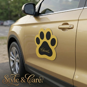 Custom Name Paw Print Icon for Pet Travel Car Magnet