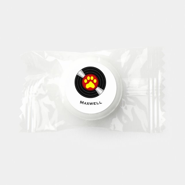 Custom name paw print lp vinyl life saver® mints (Front)