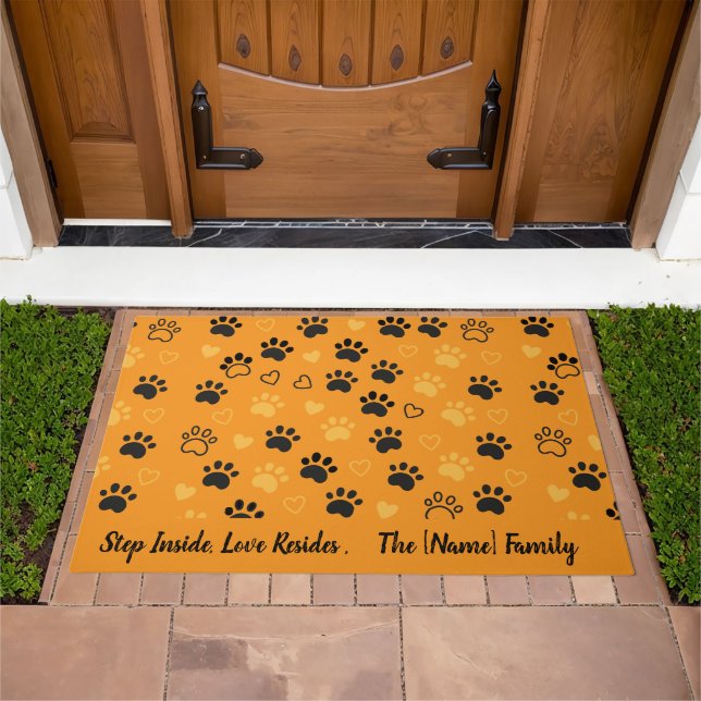 Custom Name Paw Print Welcome Doormat  (Outdoor)