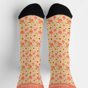 Custom Name Peach Pattern Socks