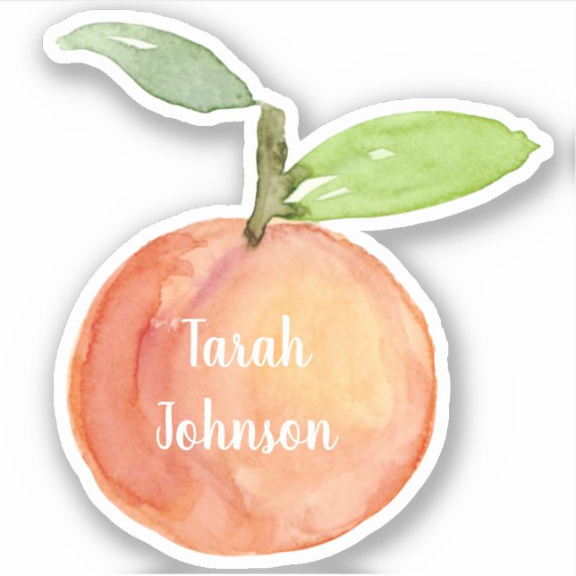 Custom Name Peach Sticker (Front)