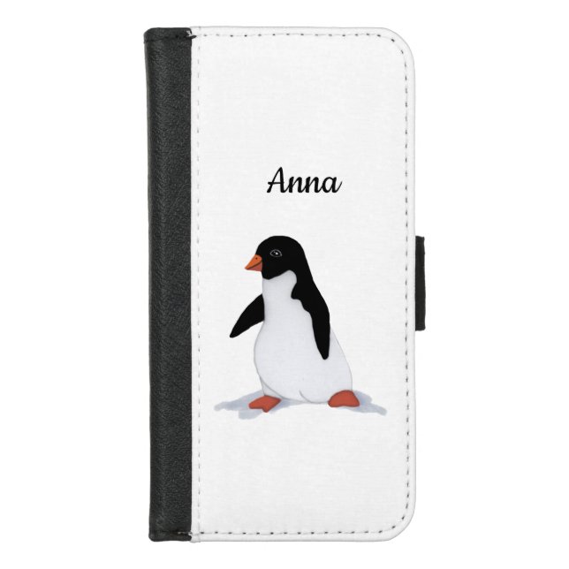 Custom Name Penguin iPhone 8/7 Wallet Case (Front)