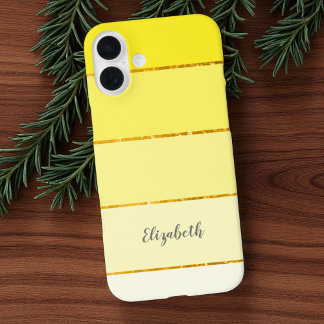 Custom Name Perky Yellow Stripe Color Palette iPhone 16 Plus Case