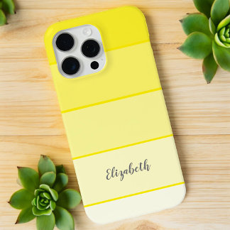 Custom Name Perky Yellow Stripe Color Palette iPhone 15 Pro Max Case