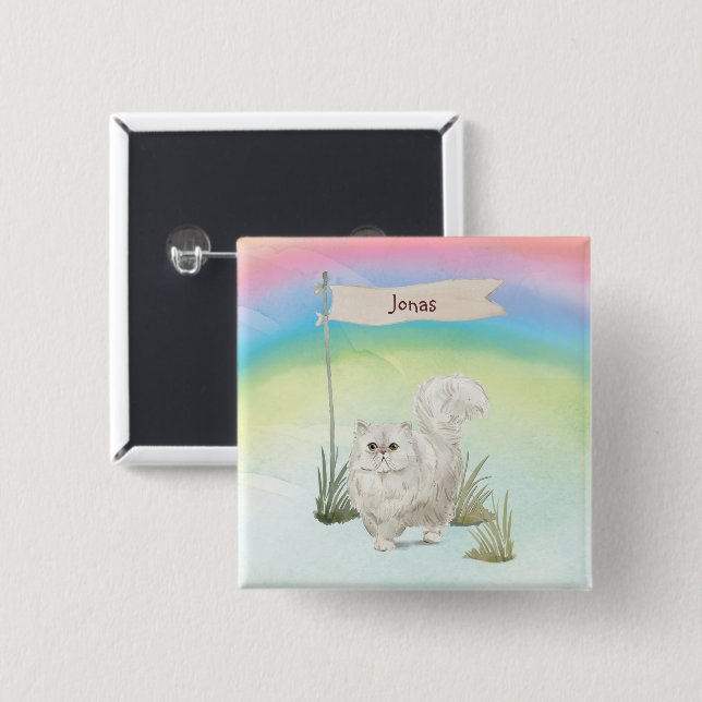 Custom Name Persian Cat Pet Button (Front & Back)