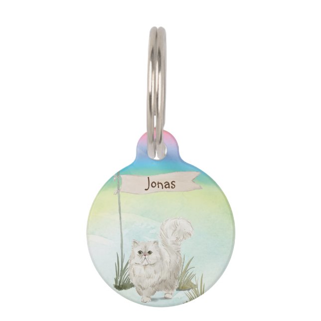Custom Name Persian Cat Pet ID Tag (Front)
