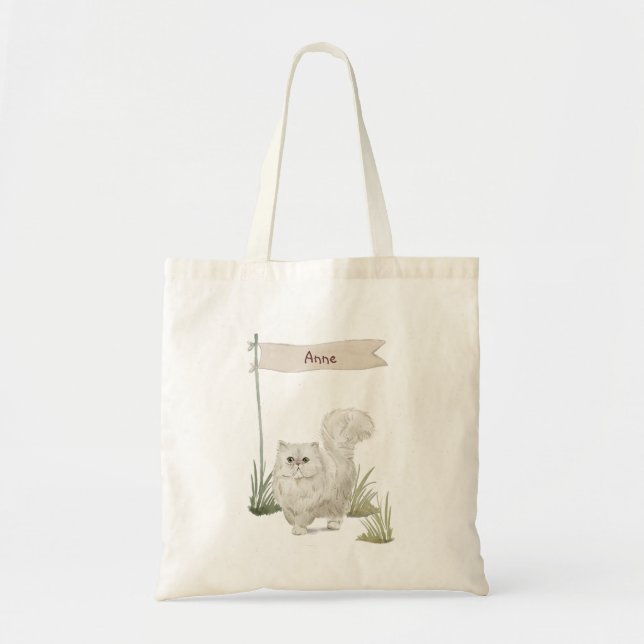 Custom Name Persian Cat Pet Tote Bag (Front)