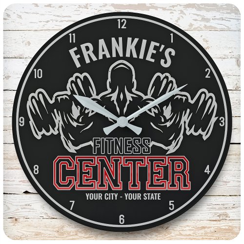 Custom NAME Personal Trainer Fitness Center Gym Large Clock