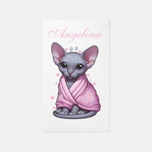 Custom Name Personalize Sphynx Kitten Nursery Rug