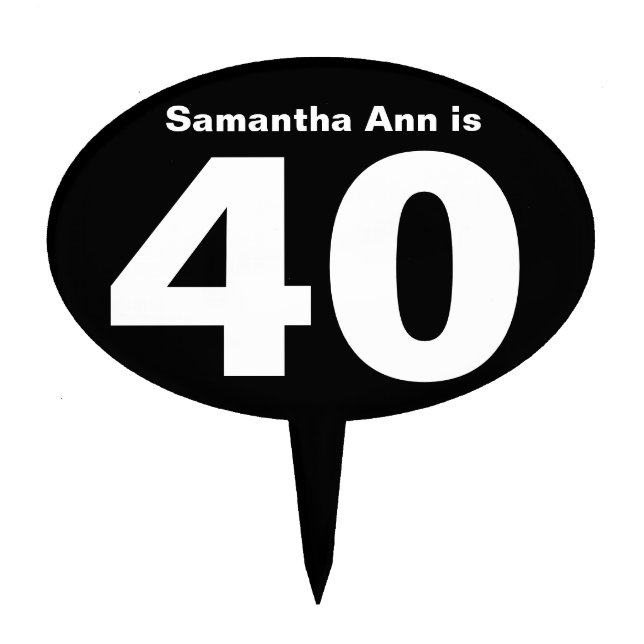 Custom Name Personalized 40th Birthday Cake Topper (Front)