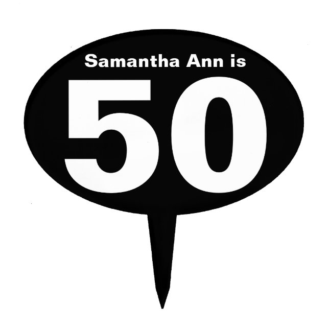 Custom Name Personalized 50th Birthday Cake Topper (Front)