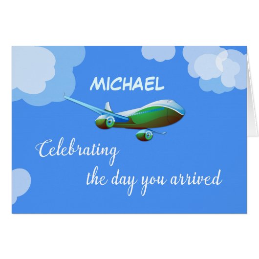 Custom Name Personalized Airplane Day Adoption Gre Cards (Front Horizontal)
