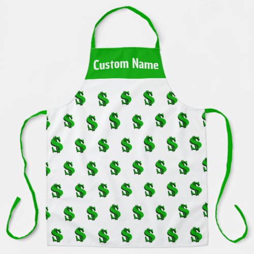 Custom Name Personalized Aprons Money Dollar Sign Apron