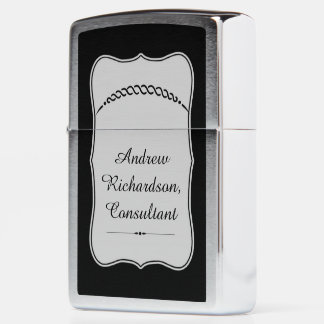 Custom Name Personalized Black Art Deco Zippo Lighter