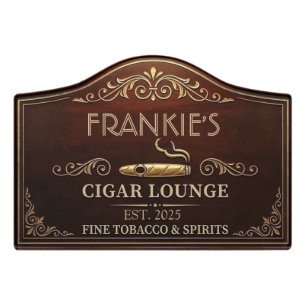 Custom Name Personalized Cigar Lounge Sign
