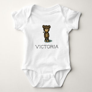 Custom name / Personalized cute teddy bear Baby Bodysuit