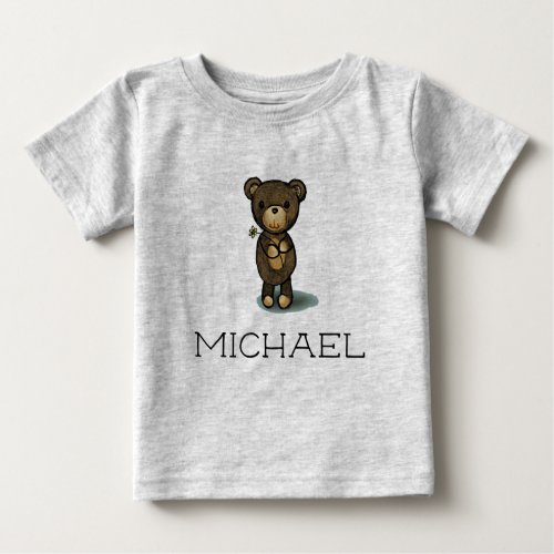 Custom name  Personalized cute teddy bear Baby T_Shirt