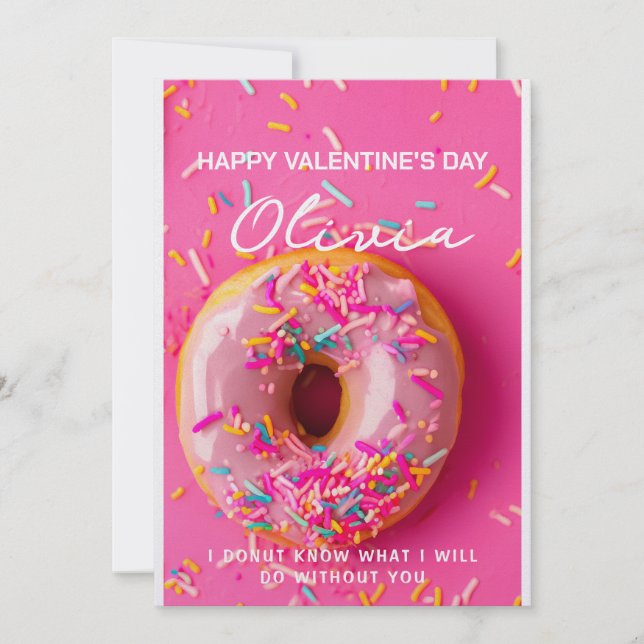 Custom Name Personalized Donut Valentines Day Card (Front)