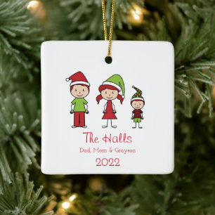 Custom Name Personalized Family Christmas Ceramic  Ornament