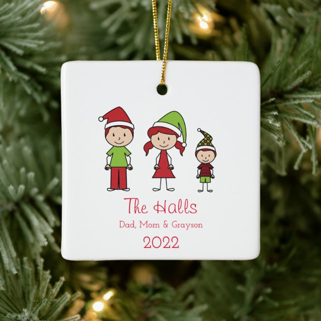Custom Name Personalized Family Christmas Ceramic  Ornament (Tree)