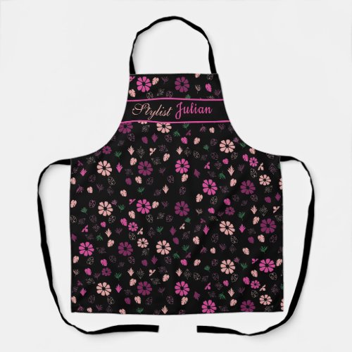 Custom Name Personalized Floral Stylist Apron 