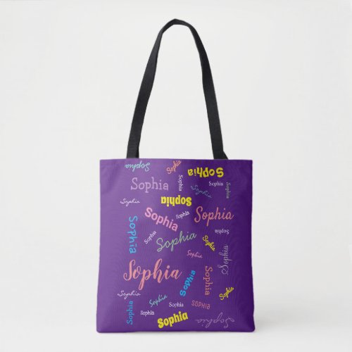 Custom Name Personalized Girls Tote Bag