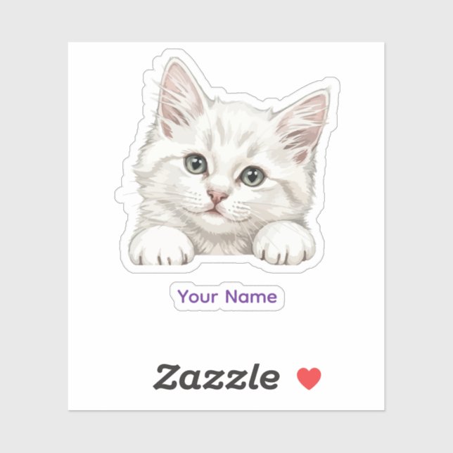 Custom Name Personalized Kitten Art Gift Sticker (Sheet)