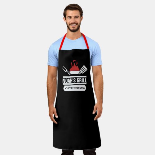 Custom Name Personalized Meme BBQ Black Chef Apron