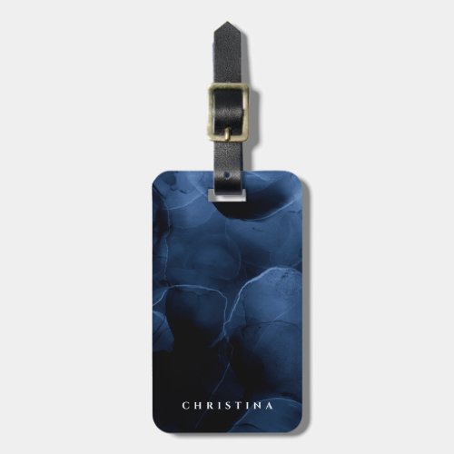 Custom Name Personalized Navy Blue Modern Luxury Luggage Tag