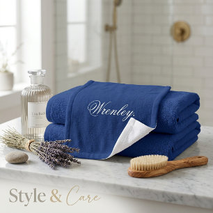 Custom Name Personalized Navy Blue Wash Cloth