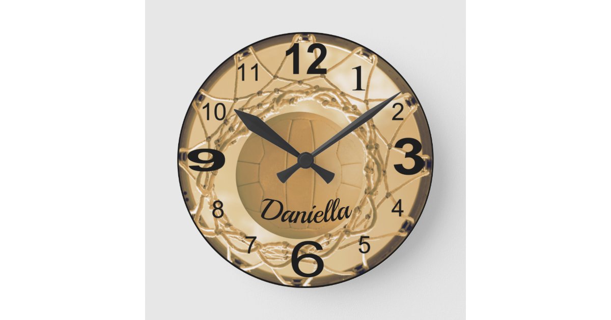 Custom Name Personalized Netball Round Clock | Zazzle