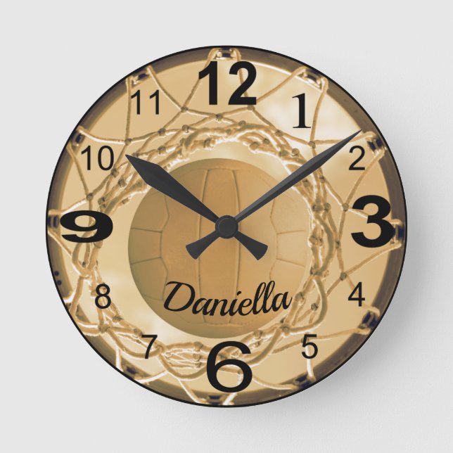 Custom Name Personalized Netball Round Clock (Front)