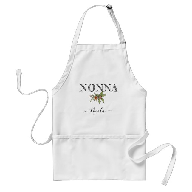 Custom Name Personalized Nonna Apron With Pockets (Front)