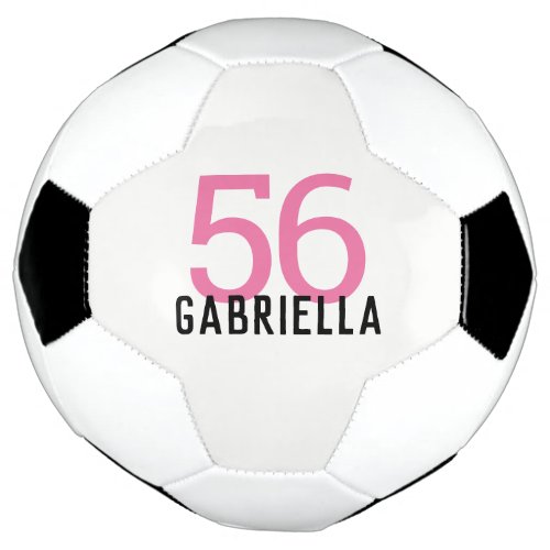 Custom Name Personalized Number Girls Pink Soccer Ball