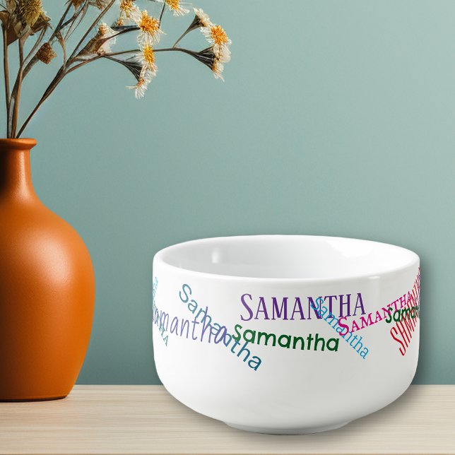 Custom Name Personalized Pattern Repeating Soup Mug (Creator Uploaded)