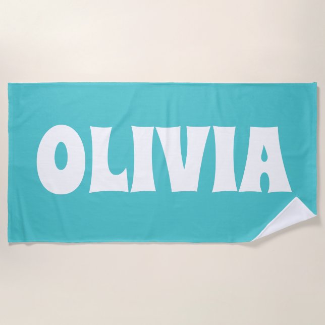 Custom Name Personalized Pool Birthday Vacation Beach Towel (Front)
