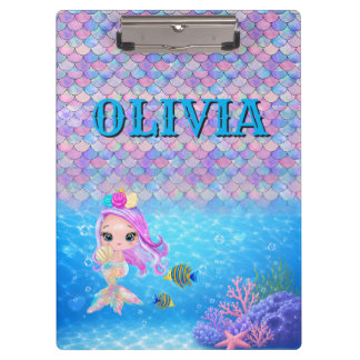 Custom Name | Personalized Text Mermaid Clipboard