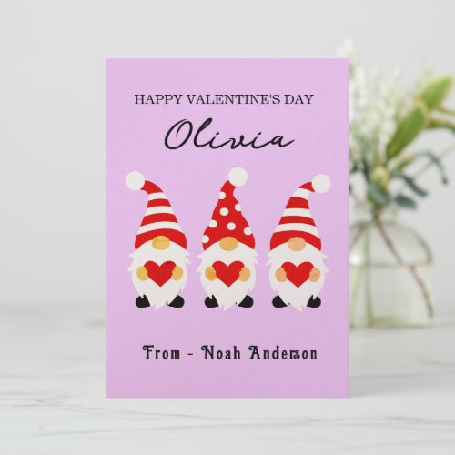 Custom Name Personalized Valentine Day Gnomes Card