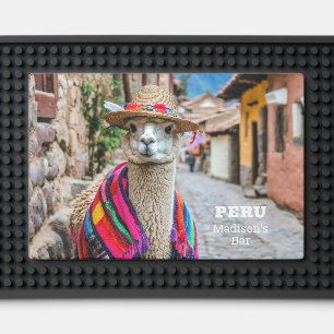 Custom Name Peru Llama Bar Mat