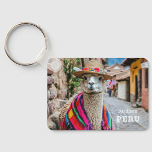 Custom Name Peru Llama Keychain