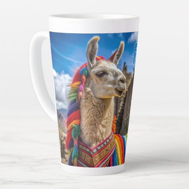 Custom Name Peru Llama Latte Mug (Left Angle)