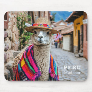 Custom Name Peru Llama Mouse Pad