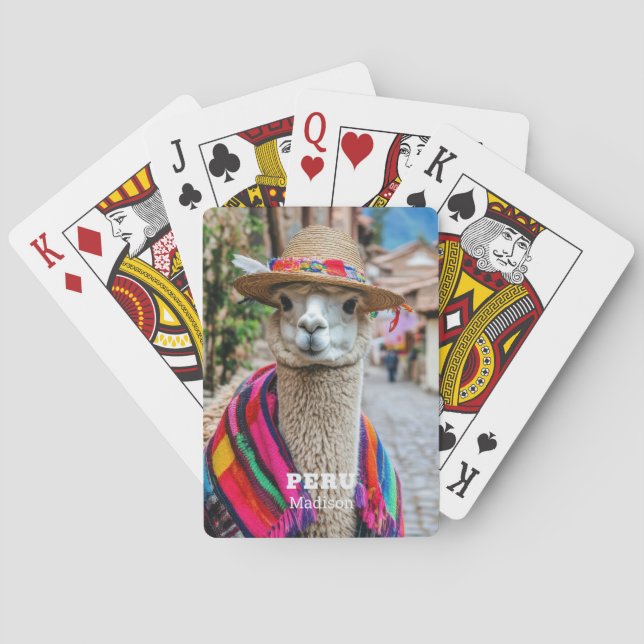 Custom Name Peru Llama Poker Cards (Back)