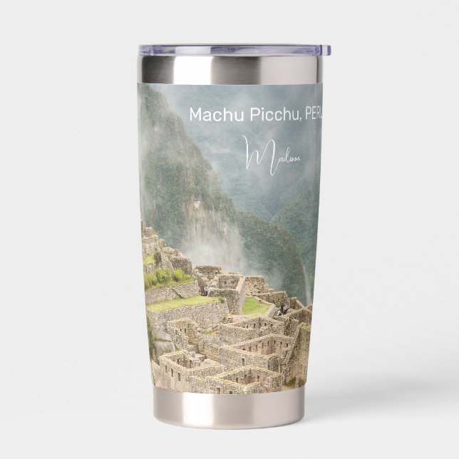 Custom Name Peru Machu Picchu Insulated Tumbler (Left)
