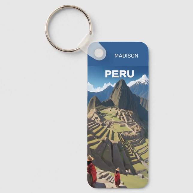 Custom Name Peru Machu Picchu Keychain (Front)